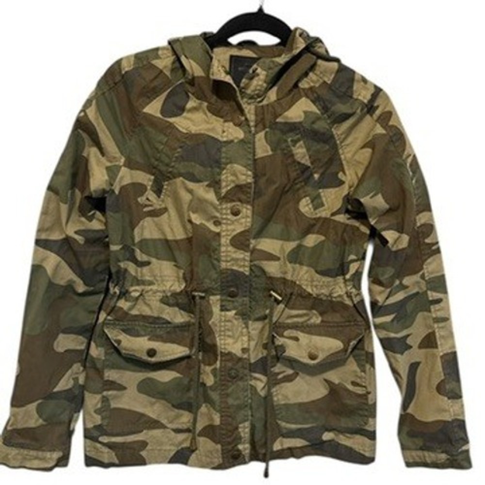 Miss London Womens Camo Field Jacket Hooded Utility Sz‎ Small Gorpcore